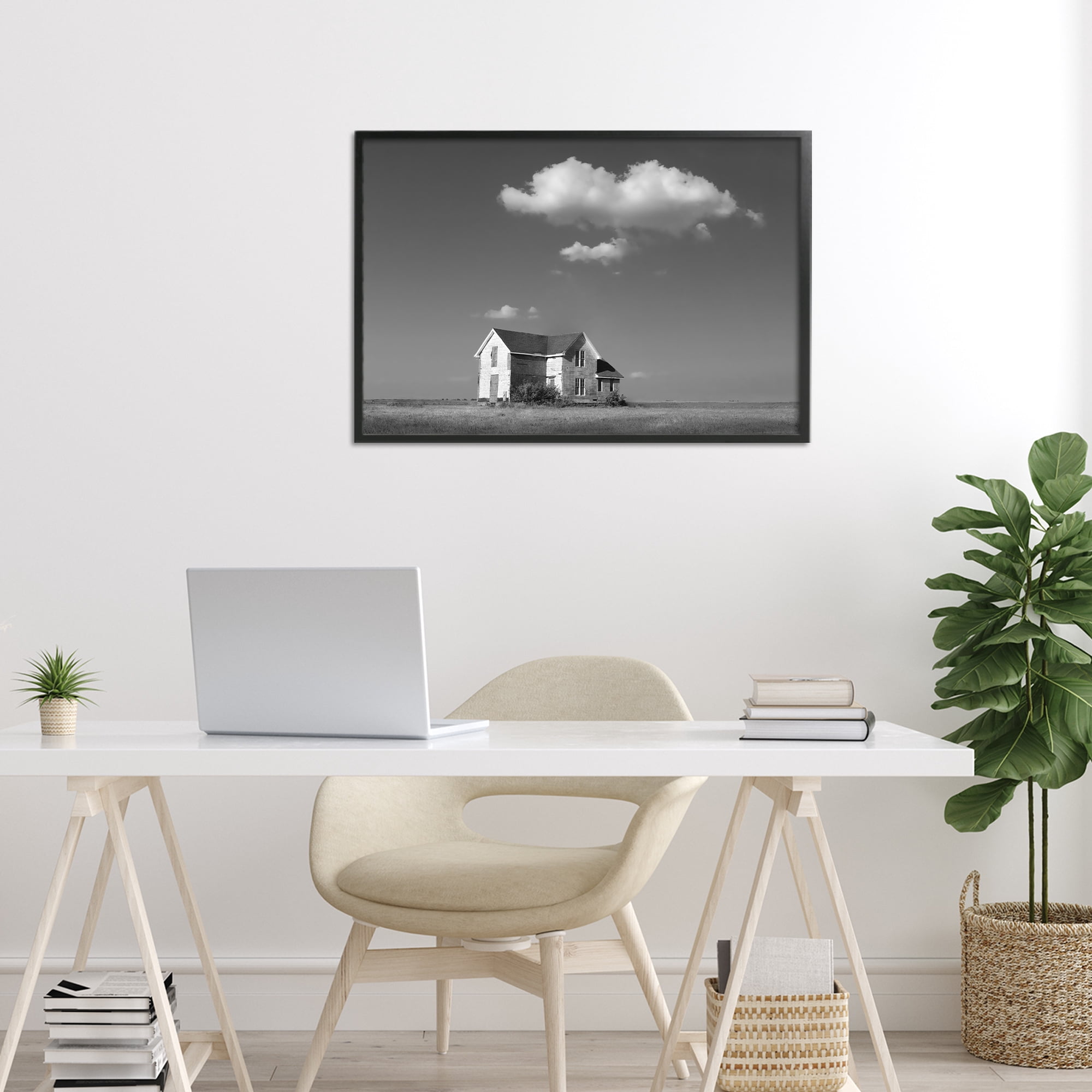 Stupell Industries Solitary Erstwhile Cottage Black Framed Giclee Art, design by Steve Toole