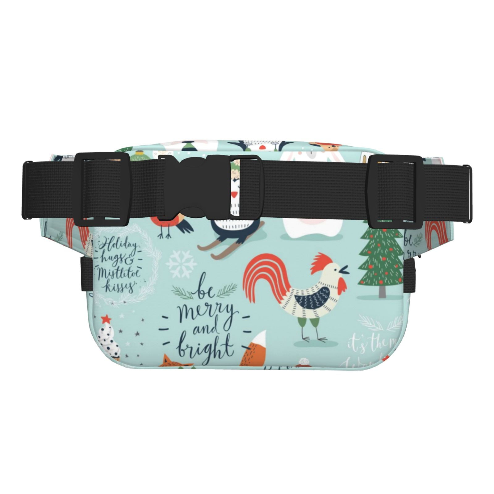 Picia Christmas Winter Animals Print Square Double-Layer Waist Bag Mini Adjustable Waist Belt Bag Exercise Running Travel Hiking
