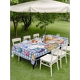 thumbnail image 3 of Outdoor Tablecloth with Umbrella Hole and Zipper, Bunny Gnomes Easter Rectangle Table Cloth 60x102 Inch Waterproof Tablecloth, Eggs Blue Checkered Farmhouse Picnic Table Cover for Patio Camping, 3 of 7