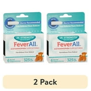 (2 pack) Feverall Children Acetaminophen Suppositories 6 Rectal Suppositories 325mg Each Pain Reliever/Fever Reducer. Paraben Free, No Artificial Colors or Other preservatives. Ages 6-12 Years