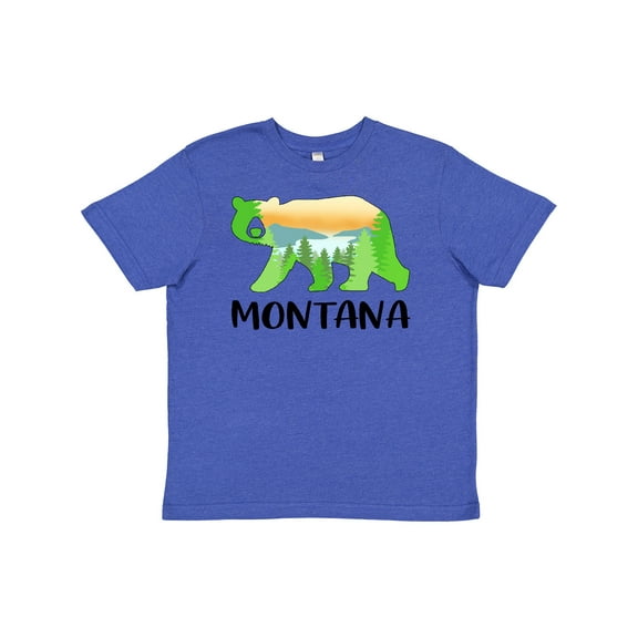 Inktastic Montana Lake and Trees in Bear Silhouette Youth T-Shirt