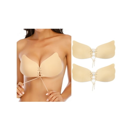 YouLoveIt 2 pairs Silicone Invisible Bra Invisible Bra for Women Self-Adhesive Breast Lift Push Up Bra  Women Silicone Bra  Strapless Backless