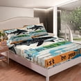 thumbnail image 3 of Castle Fairy Marine Shark 3pcs Twin Sheet Sets,Lodge Cabin Twin Fitted Sheet,Vintage Splash Breathable Flat Sheet,Super Cozy Sea Room Decor, 3 of 5