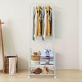 thumbnail image 1 of Portable Clothes Rack with Storage Basket and Bottom Shelf, Rolling Garment Rack Hanging Clothes Clothing Shelf, White, 1 of 8