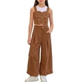 thumbnail image 2 of Auroural Girls Clothes 7-8 Sets Girls Clothes Sets Size 7-8 Children's Denim Suit Sleeveless Lapel Jacket Wide-Leg Denim Trousers Two-Piece Set Kids, 2 of 7