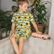 thumbnail image 4 of Balery White Blue Striped Sunflower Conjunto de Pijama Infantil de Manga Corta con Estampado – Ropa de Dormir de Algodón Suave-Medium, 4 of 6