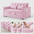 thumbnail image 5 of AISWORD 3 in 1 Convertible Sleeper Sofa Bed for Living Room, 55" Velvet Pull Out Couch, Space-Saving Loveseat with Adjustable Back, Side Pocket and 2 Pillows, Pink, 5 of 6