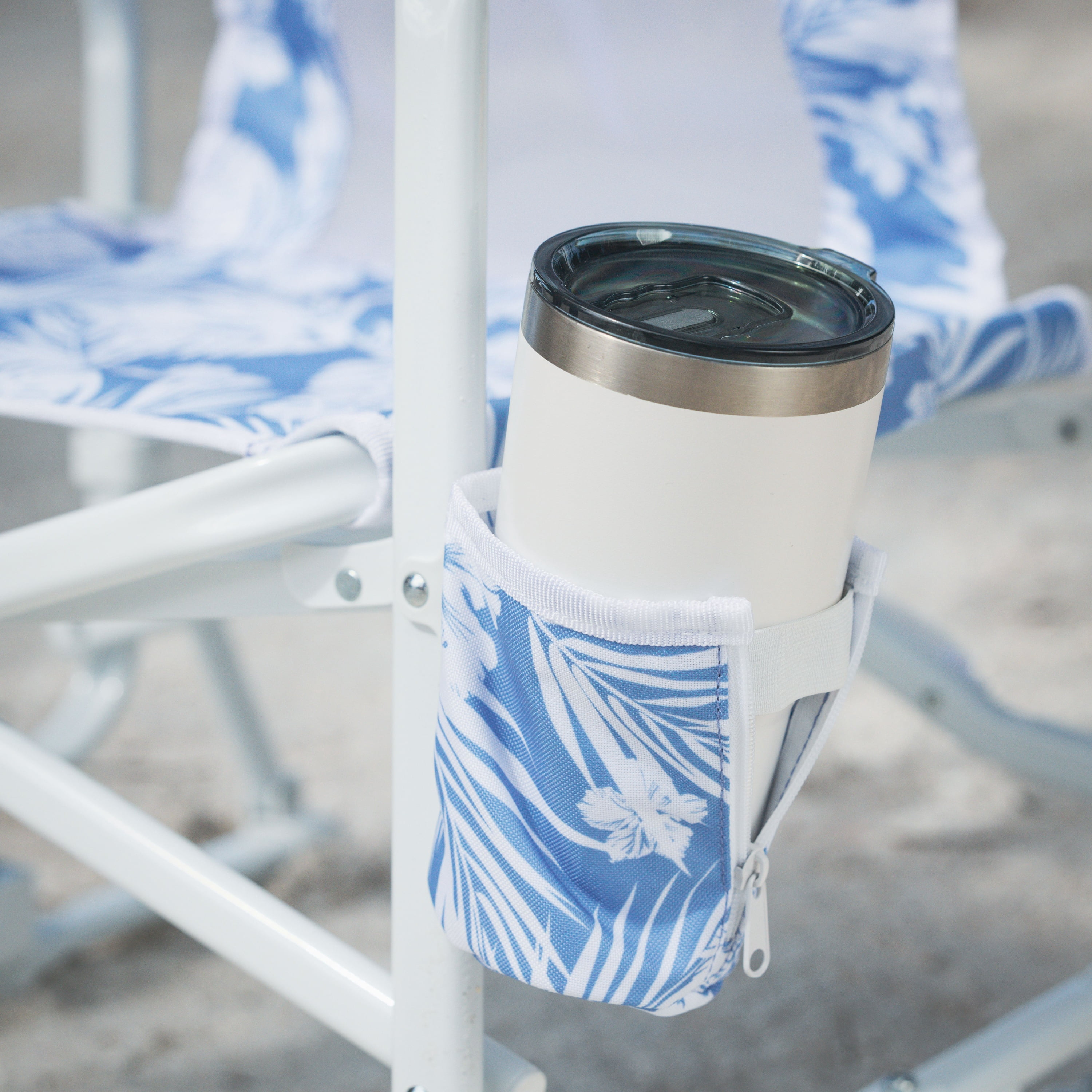 Mainstays Beach Rocking Chair with Palm Print, Low Sitting, Blue