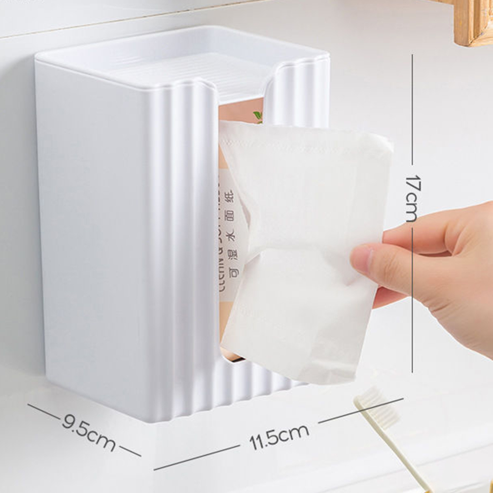 HXAZGSJA Wall Mounted Tissue Box with Shelf Self Adhesive Bathroom Tissue Box(White)