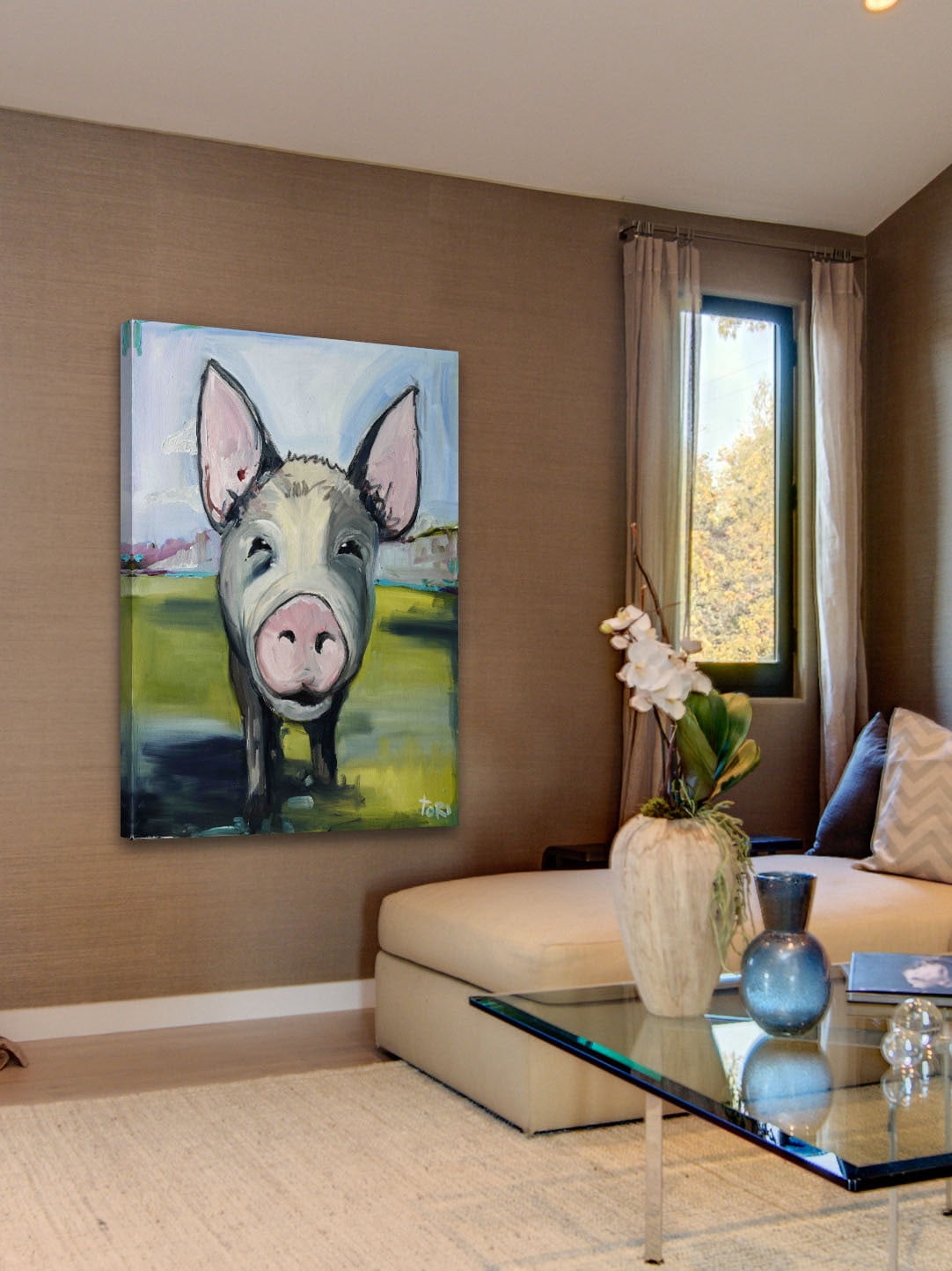 Marmont Hill Inc Marmont Hill - "Hog Heaven" by Tori Campisi Painting Print on Canvas - Multi-color