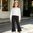 thumbnail image 2 of Linfrsh Girls Dress Pants Wide Leg Uniform Pants Solid Color Casual Baggy Pant Fashion Fall Trousers (Black,14-15 Years), 2 of 9