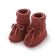 thumbnail image 4 of Huowey Baby First Walking Shoes Girl Boy Knit Cute Bow Tie Shoes Soft Sole Floor Sneakers Fall Winter Warmth Soft Footwear,Brick Red,3-6 Months, 4 of 4
