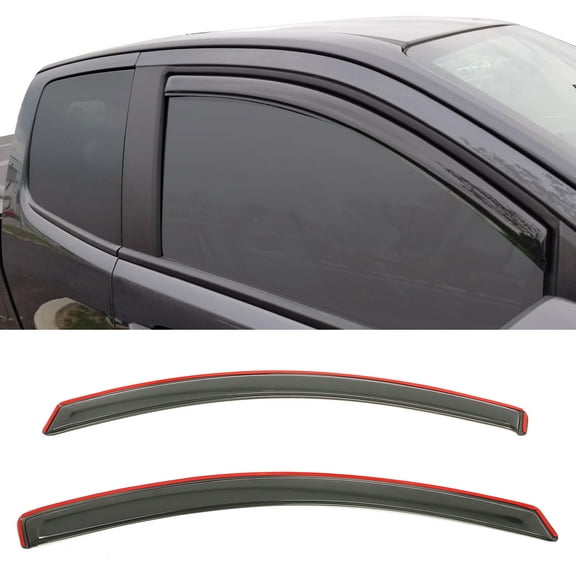 Ikon Motorsports In-Channel Window Visors for 2015-2022 Chevy Colorado& GMC Canyon Extended Cab Acrylic Smoke Shade Deflectors 2PCS