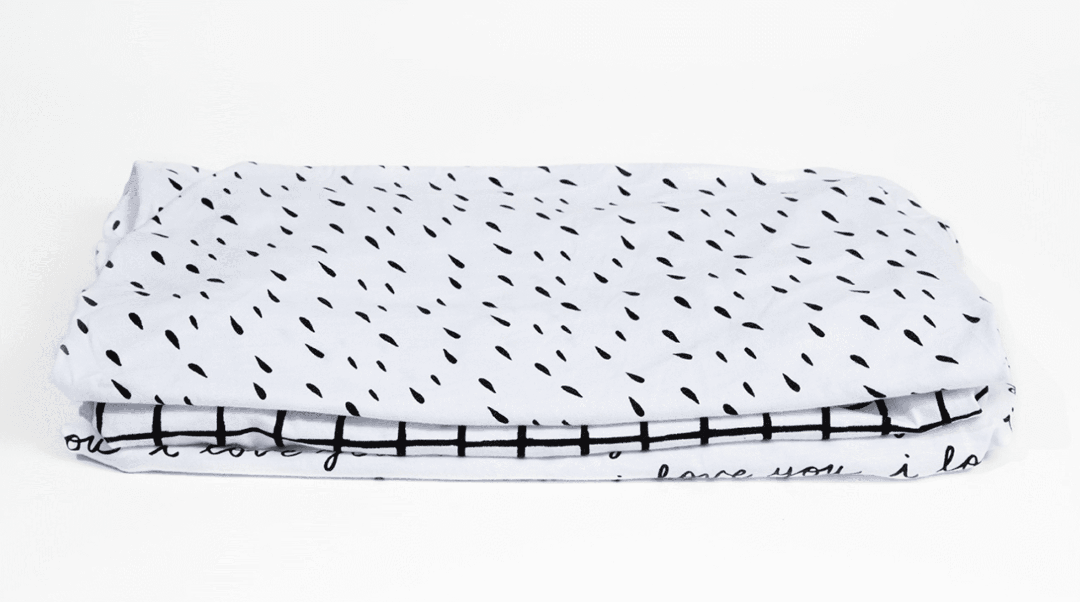 NODNAL CO. 3 Black and White Bassinet Fitted Sheet Set, 100% OEKO-TEX Cotton, 3 Pieces, for Newborn Baby Girl or Boy Nursery Bedding, Gender Neutral I Love You Script