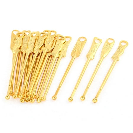 Unique Bargains Gold Tone Metal Ear Pick Spoon Curette Ear Wax Remover Chinese Character Style 20 Pcs