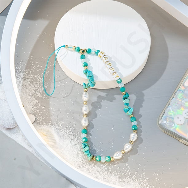 Stone Pearl Beads Mobile Phone Chain Cellphone Strap Anti-Lost Lanyard Hanging Cord Diy Mobile Phone Jewelry AccCN He Qiyong unisex