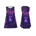 thumbnail image 7 of Rocae Purple Starry Sky Antelope for Sleeveless Dresses Summer Casual Ruffle Sleeveless Cute Crew Neck Flowy Dress with Pockets, 7 of 7