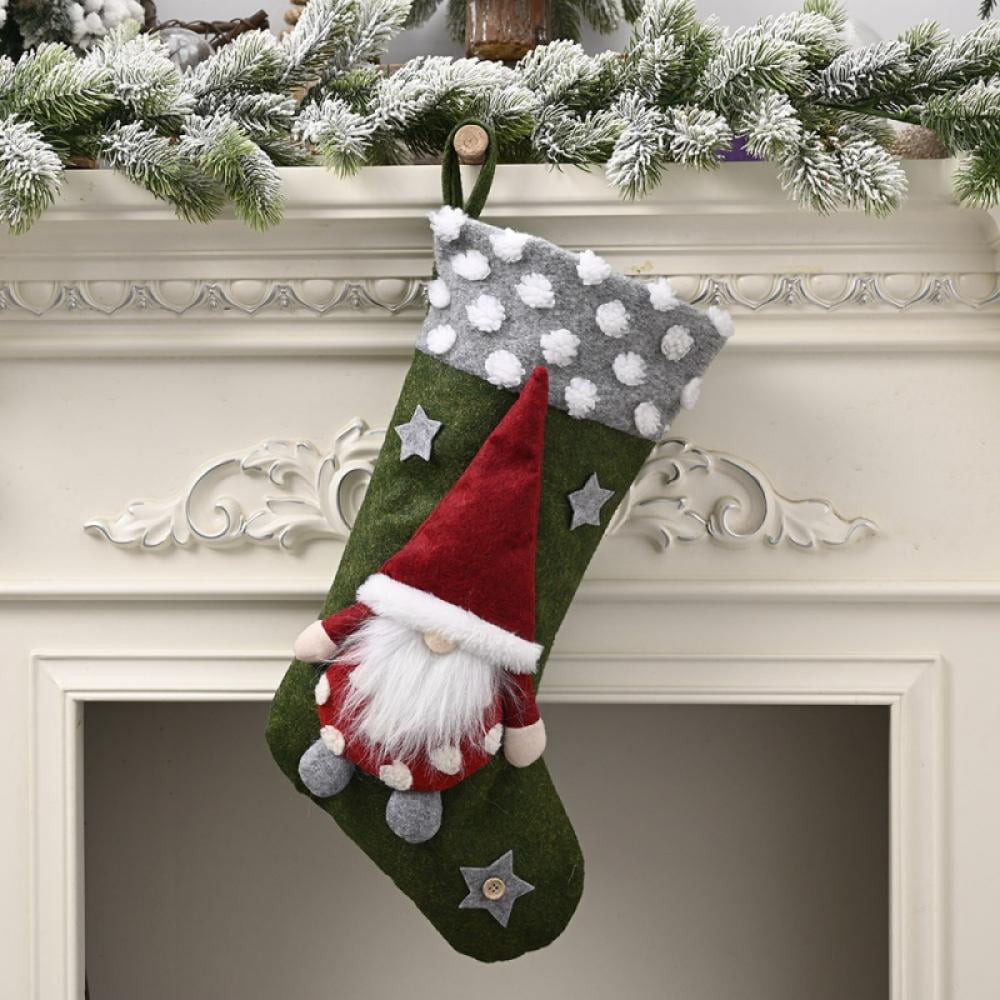 2Pack Christmas Stocking Family Hangers Xmas Santa Gift Socks Ornament Bag Decor 