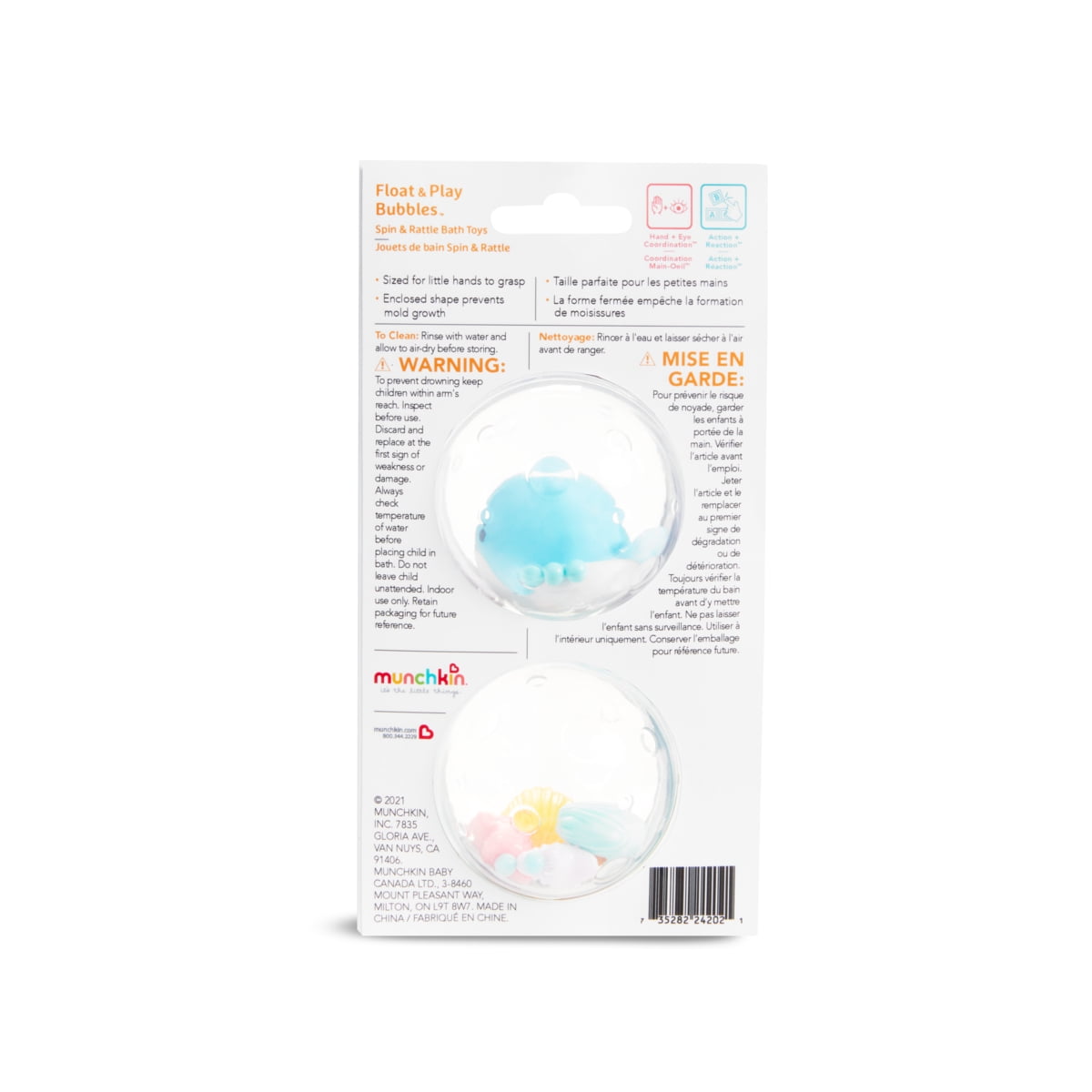Munchkin® Float & Play Bubbles™ Baby and Toddler Rattle Bath Toy, Unisex, 2 Pack