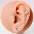 thumbnail image 6 of CIYISON Zircon Flower Piercing Studs Earrings Tassels Chain Drop Dangle Cartilage Helix Tragus Climbers Earring Double Piercing, 6 of 13
