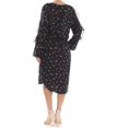 thumbnail image 4 of RALPH LAUREN Womens Black Ruffled Sheer Floral Long Sleeve Crew Neck Below The Knee Sheath Dress 10, 4 of 4