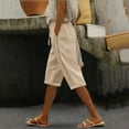 thumbnail image 6 of JJHGVB Cotton Linen Capris for Women Womens Linen Shorts Baggy Shorts Women Bermuda Shorts Dress Shorts for Women Cotton Linen Pants Beach Resort Pants Pedal Pushers for Womens Long Shorts Beige L, 6 of 6
