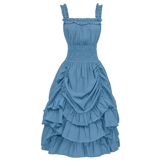 Fankiway Robe Médiévale Rétro Punk pour Femmes Robe à Bretelles Rétro Robes d'Été pour Femmes Liquidation Robes pour Femmes Grande Taille Liquidation