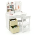 thumbnail image 1 of Patiojoy Kids Vanity Set Princess Dressing Table & Chair with Mirror 2-Color LED Lights White, 1 of 9