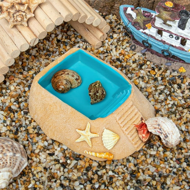 Lolmot Hermit Crab Water Bowl With Climbing Ramp Resin Artifact Ornament Faux Aquarium Ornament Featured Snail Scallop Hermit Crab Collector Walmart