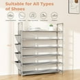 thumbnail image 3 of 6 Tier Shoe Rack, Shoe Organizer Storage for 24-30 Pairs Shoe and Boot, Long Shoe Shelf with Hook and Side Pocket Free Standing Tall Shoe Rack Organizer for Closet, Entryway, Dorm, 3 of 16