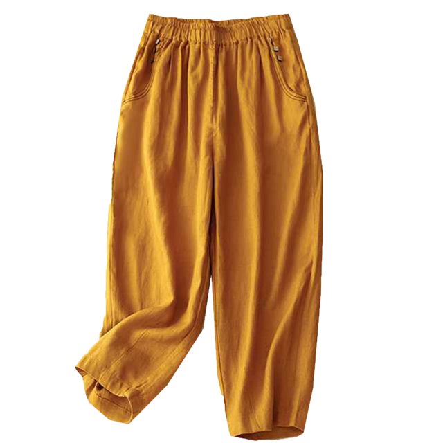 FNFYFH Clearance Ladies Casual Long Linen Pants Solid