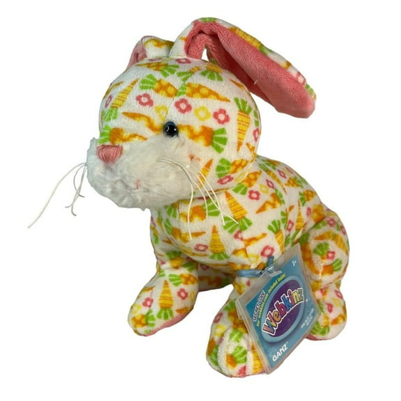 Ganz Webkinz - CARROTS Bunny HM754 Plush (NEW WITH SEALD CODE)(BONUS 1 FUN CHOPS & 1 ZIPPER BRACELET)