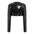 thumbnail image 2 of YiZYiF Womens Leather Wetlook Cropped Jacket Open Front Long Sleeve PU Coat Moto Biker Bolero Blazer Black XXL, 2 of 5
