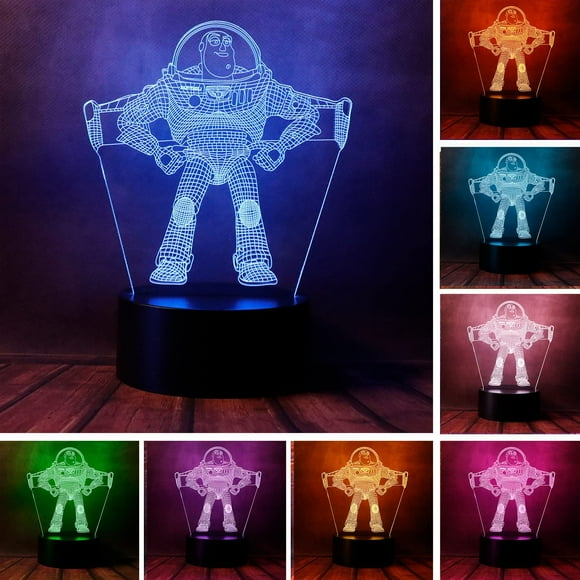 YIXINGCHEN Cute Toy Story Pixar Ultimate Buzz Lightyear Spaceman Anime Figure Character 3D LED Visual Sleep Night Light with Remote 16 Colors Bedroom Decor Table Lamp Birthday Gifts for Child NL#3376