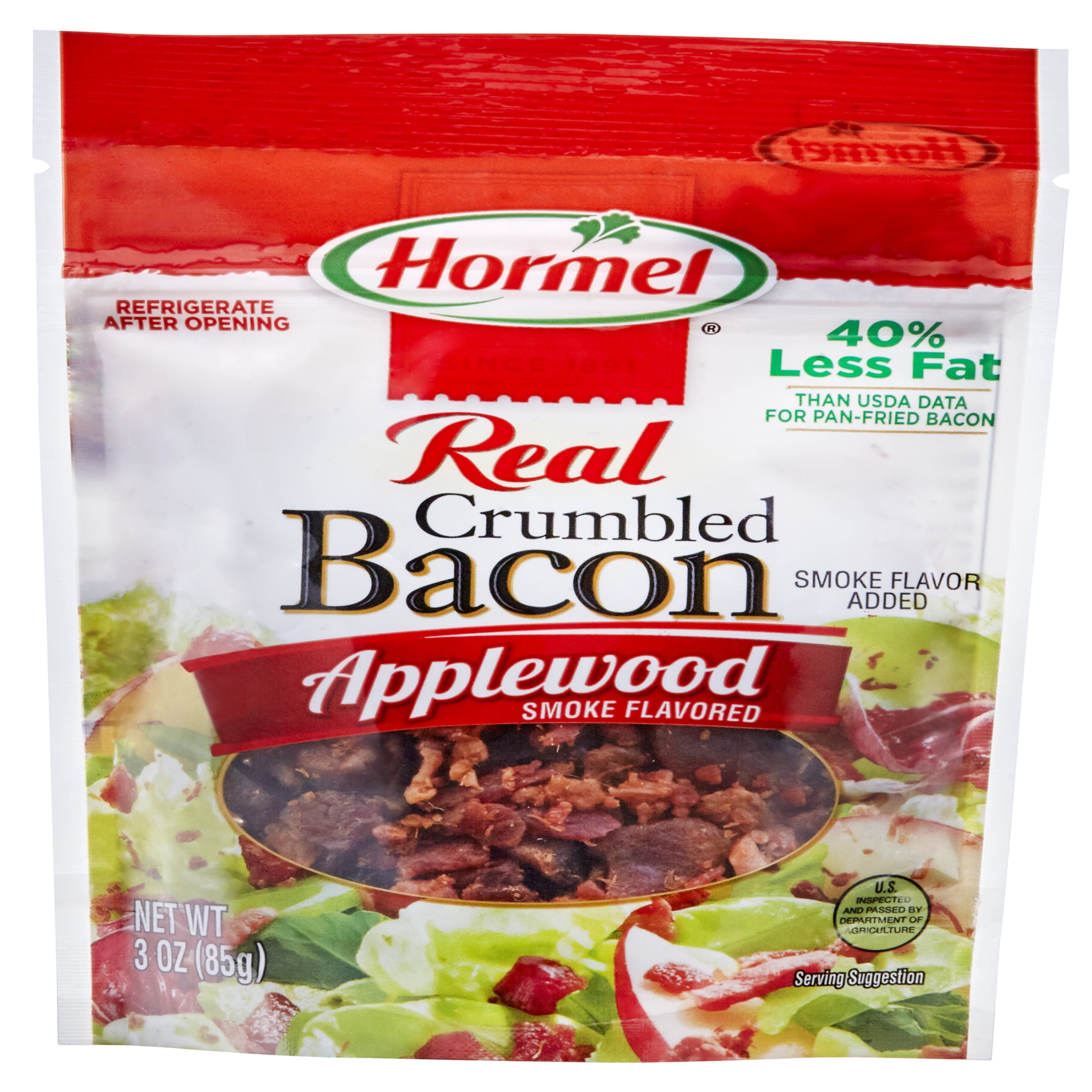 (8 pack) HORMEL Real Crumbled Bacon Topping, Applewood Smoke Flavored, Shelf Stable, 3 oz Plastic Bag