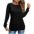 thumbnail image 3 of BUIgtTklOP Womens Long Sleeve Round Neck Shirts Basic Tee, 3 of 5