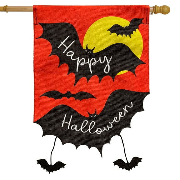 Briarwood Lane Happy Halloween Bats Burlap House Flag