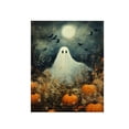 thumbnail image 2 of Halloween Vintage Canvas Wall Art - Ghost in the Pumpkin Field Painting - Cute Halloween Decor - 20x16 inch Unframed, 2 of 5