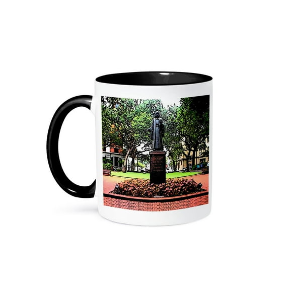3dRose, John Wesley Memorial in Savannah watercolor , 11oz Two-Tone Black Mug