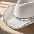 thumbnail image 3 of Cowboy Hats for Women Large Sequin Cowgir𝐥 Rodeo Fedora Western Retro Classic with Dazzling,One Size, 3 of 4