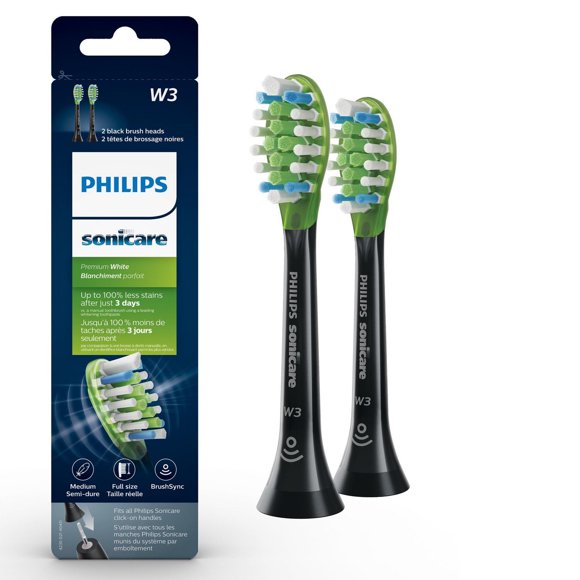 Philips Sonicare Premium White Brush Heads, HX9062, Black