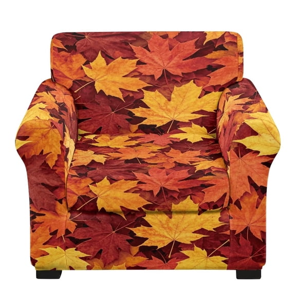 FKELYI Stretch Couch Cover for Living Room Armchair Slipcover with Individual Cushion Cover Fall Maple Leaf Print Non-Slip Washable Furniture Protector Sofa Decor