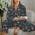 thumbnail image 6 of Salouo Autumn Forest Animals Cute Pattern Women's Pajamas Set Long Sleeve Button Down Sleepwear Soft Pj Lounge Sets for women 2 Piece Pjs Set with Long Pants-XX-Large, 6 of 7