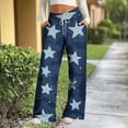 thumbnail image 4 of ClodeEU Women's Denim Print Elastic Waist Wide Leg Pants ,Fashion Casual Jeans with Drawstring Black,Womens Plus L, 4 of 6