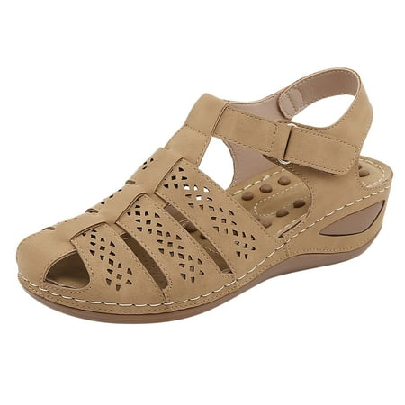 

Cathalem Womens Wedge Flip Flops Summer Comfortable Platform Bohemia Shoes Sandals With Arch Support Massage Function Brown 41