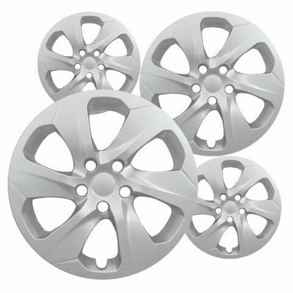 Fuel Rider Set of 4 17 inch Silver Snap-On Hubcaps With 6 Spoke Compatible With 2019-2024 Toyota RAV4 LE Standard Steel Wheel Covers