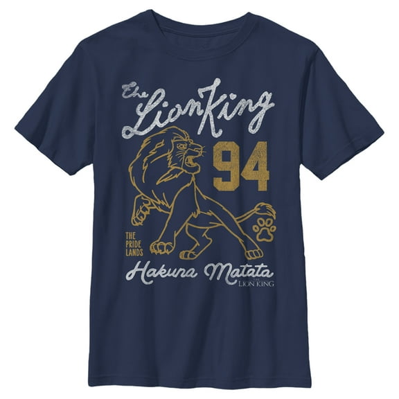 Boy's Lion King Simba Athletic Jersey Graphic Tee Navy Blue X Large