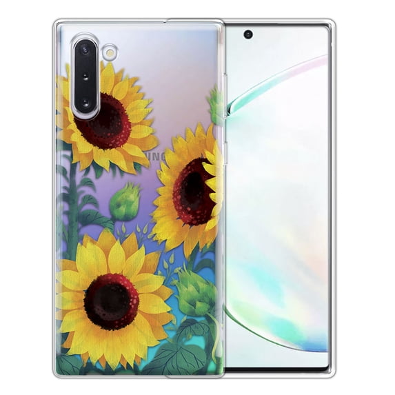 FINCIBO Soft TPU Clear Case Slim Protective Cover for Samsung Galaxy Note 10 6.3" 2019, Sunflower Portrait