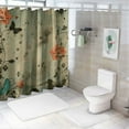 thumbnail image 7 of Creowell Abstract Shower Curtain, Old Dated Vintage Retro Antique Image with Floral Swirls Art Print, Cloth Fabric Bathroom Decor Set with Hooks, Brown Turquoise White, 7 of 7