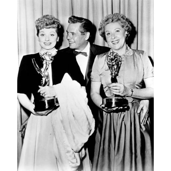 I Love Lucy Lucille Ball Desi Arnaz Vivien Vance with Emmy Awards 8x10 photo
